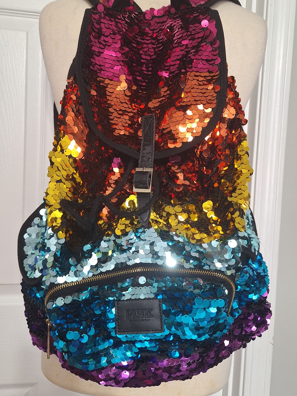 PINK Victoria's Secret Multi-Color Sequin Backpack - Rainbow Sequin Women’s Bag